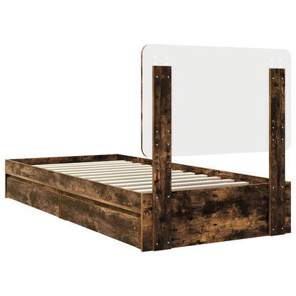 Storage Bed with Drawer Smoked Oak 90 x 200 cm Engineered Wood