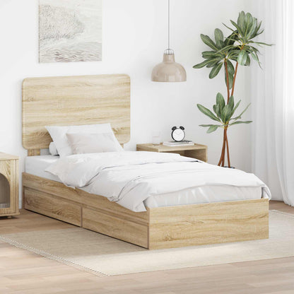 Storage Bed with Drawer Sonoma Oak 90 x 190 cm Engineered Wood