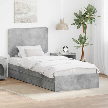 Storage Bed Concrete Grey 90 x 190 cm Engineered Wood