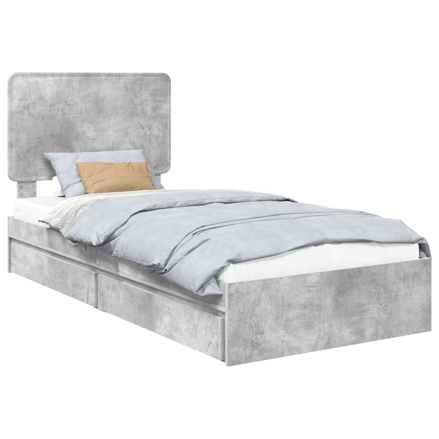 Storage Bed Concrete Grey 90 x 190 cm Engineered Wood