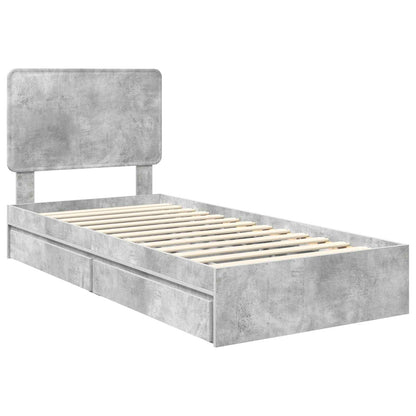 Storage Bed Concrete Grey 90 x 190 cm Engineered Wood