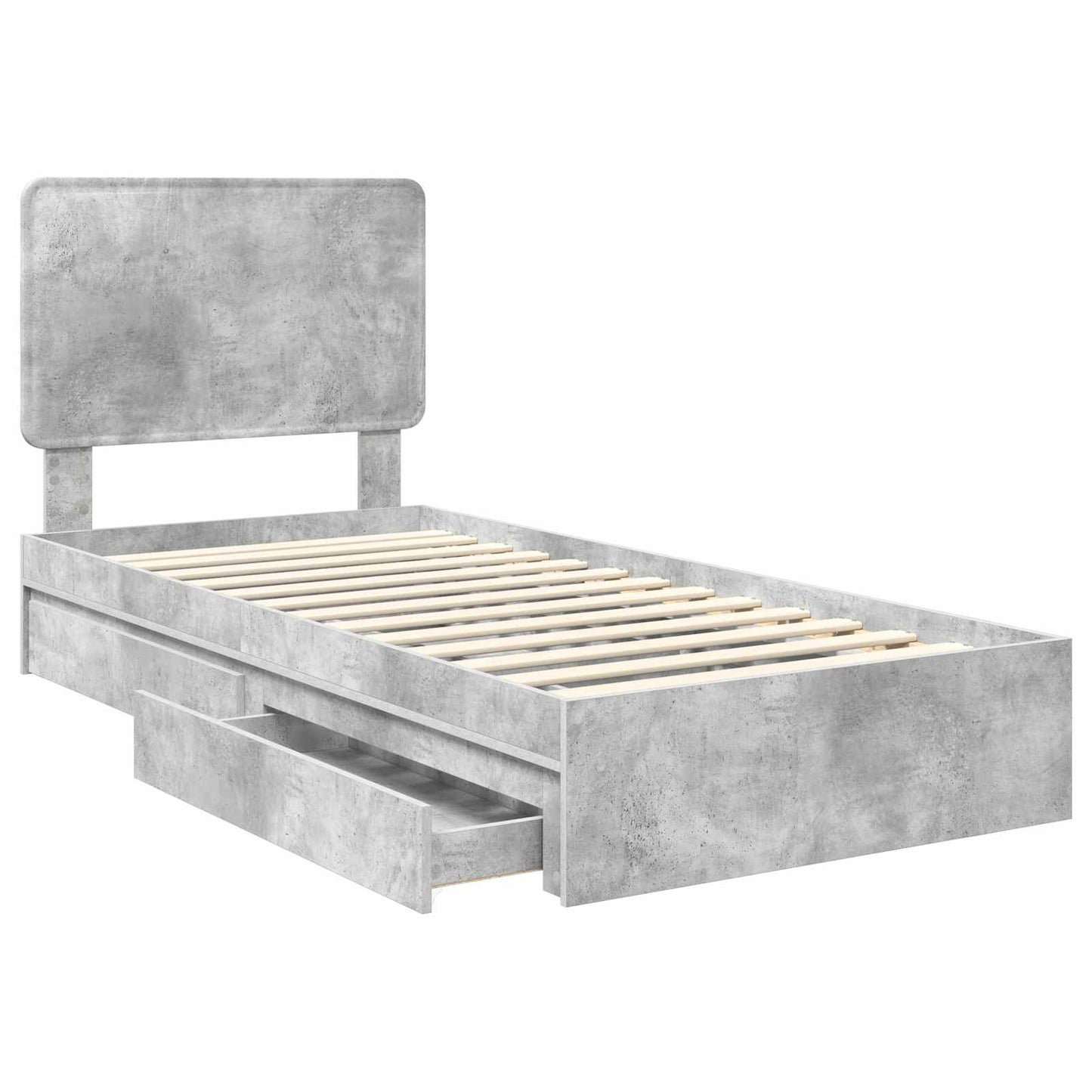 Storage Bed Concrete Grey 90 x 190 cm Engineered Wood