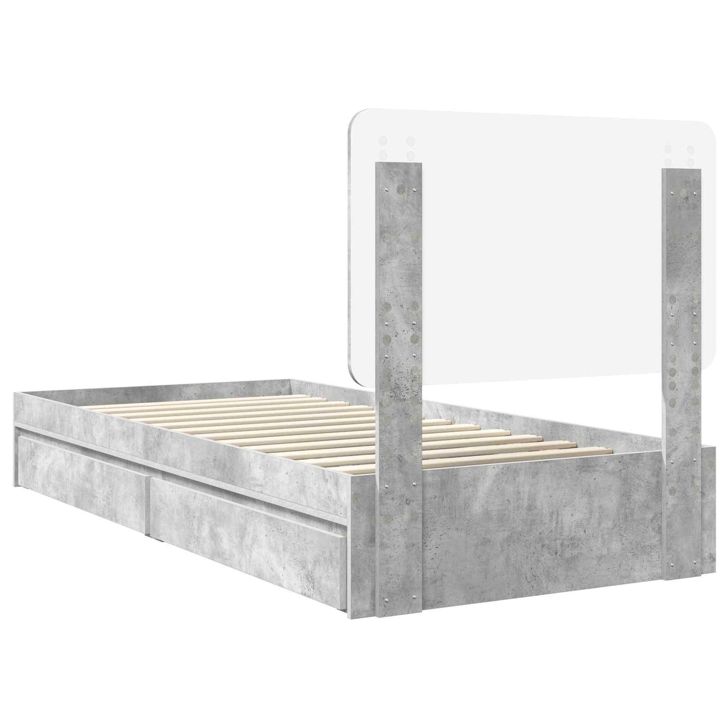 Storage Bed Concrete Grey 90 x 190 cm Engineered Wood