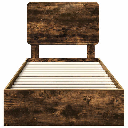 Storage Bed with Drawer Smoked Oak 90 x 190 cm Engineered Wood