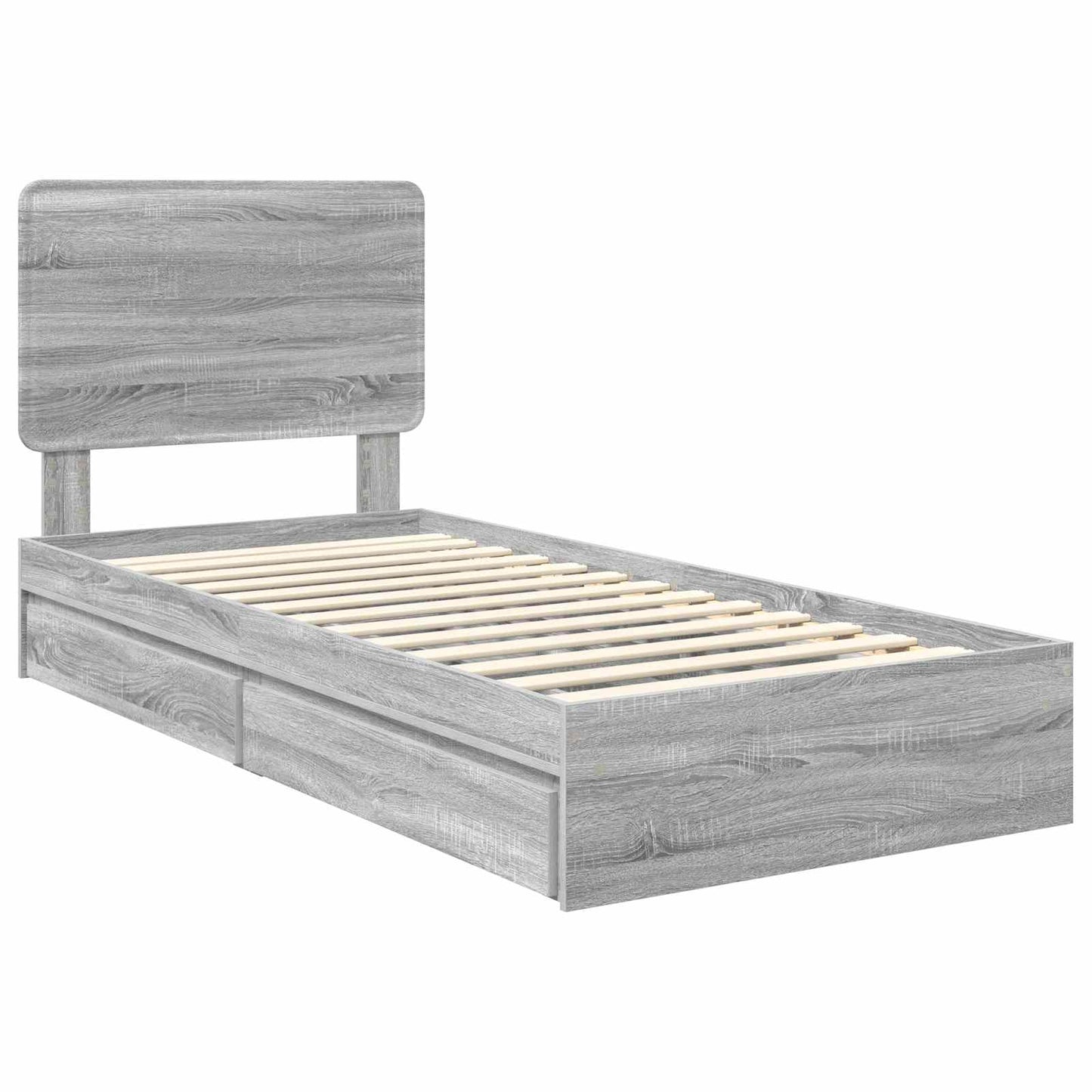Storage Bed with Drawer Grey Sonoma 90 x 190 cm Engineered Wood