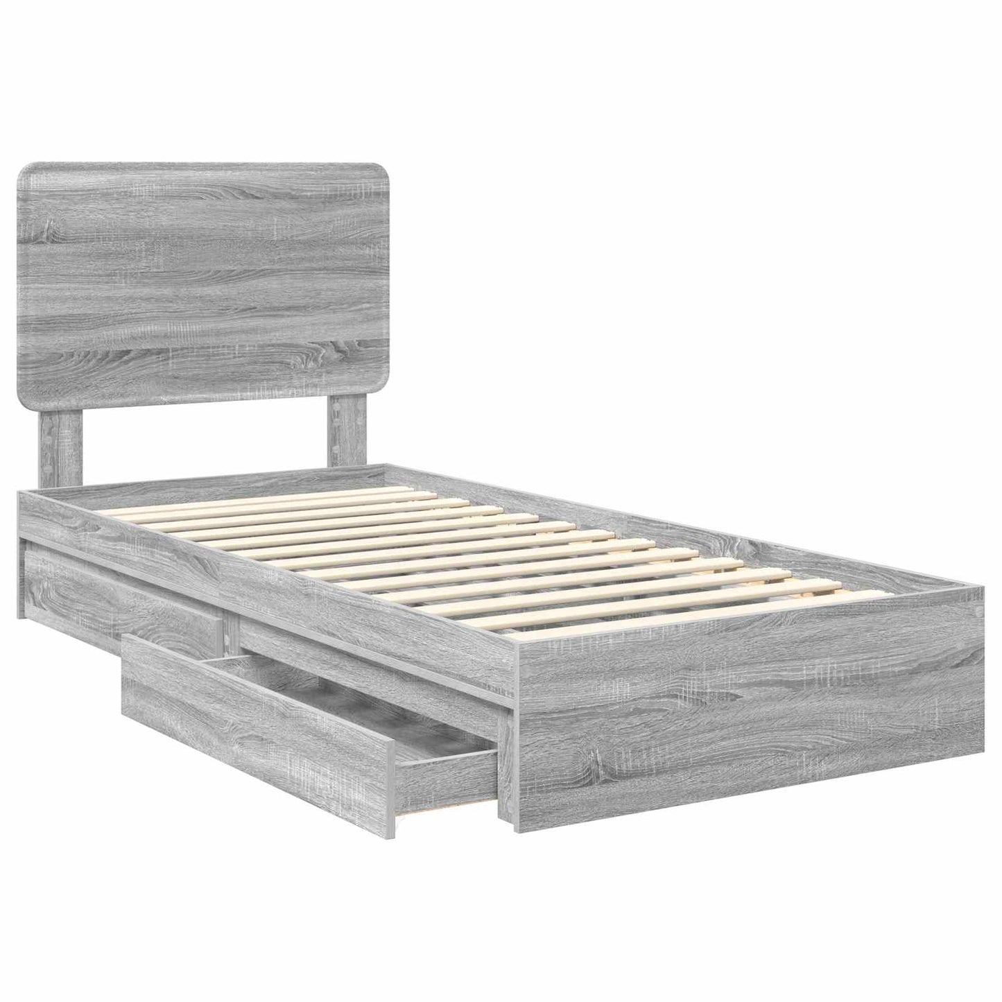 Storage Bed with Drawer Grey Sonoma 90 x 190 cm Engineered Wood