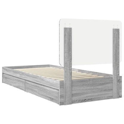 Storage Bed with Drawer Grey Sonoma 90 x 190 cm Engineered Wood
