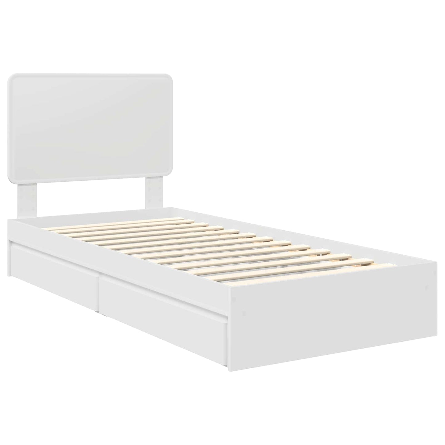Storage Bed with Headboard White 75 x 190 cm Engineered Wood