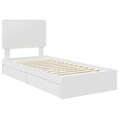 Storage Bed with Headboard White 75 x 190 cm Engineered Wood
