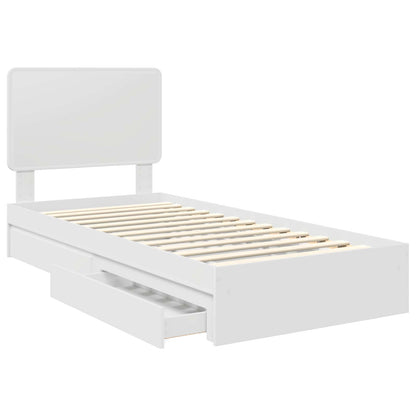 Storage Bed with Headboard White 75 x 190 cm Engineered Wood