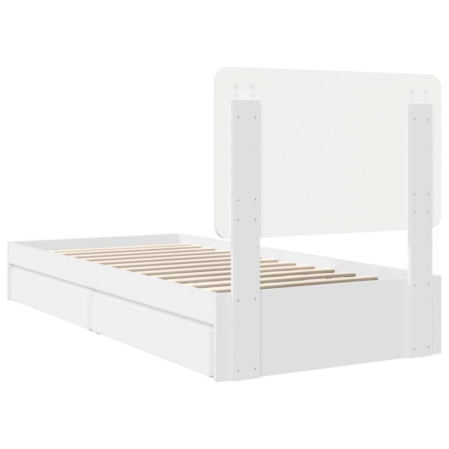 Storage Bed with Headboard White 75 x 190 cm Engineered Wood