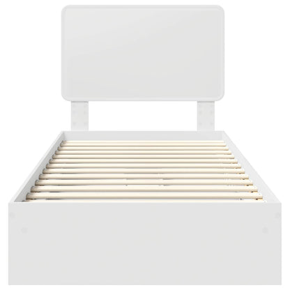 Storage Bed with Headboard White 75 x 190 cm Engineered Wood