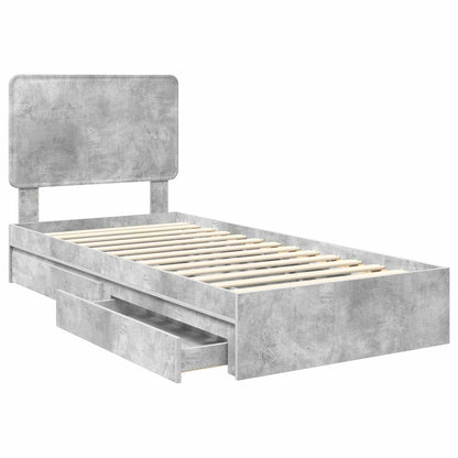 Storage Bed Concrete Grey 75 x 190 cm Engineered Wood