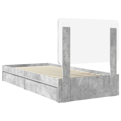 Storage Bed Concrete Grey 75 x 190 cm Engineered Wood