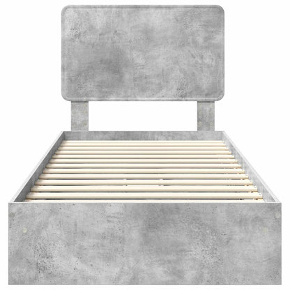 Storage Bed Concrete Grey 75 x 190 cm Engineered Wood