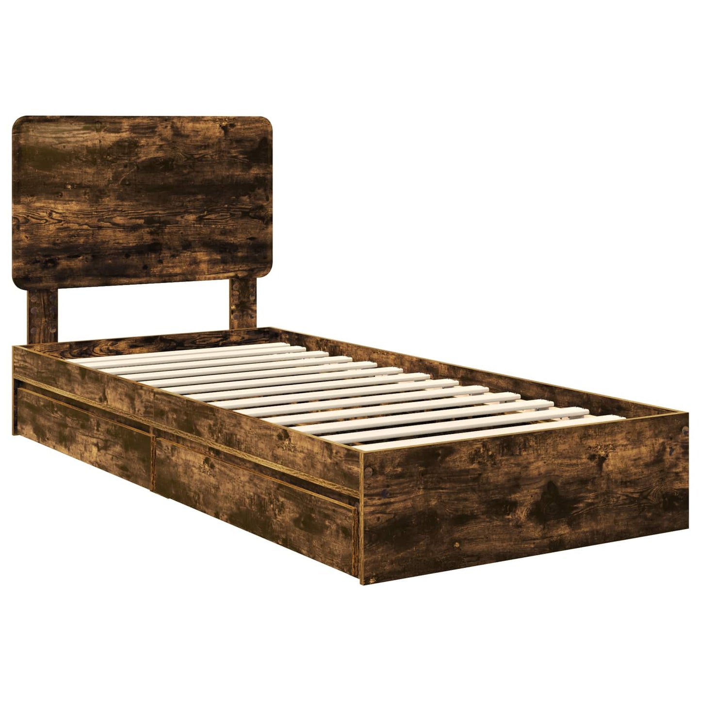 Storage Bed with Drawer Smoked Oak 75 x 190 cm Engineered Wood