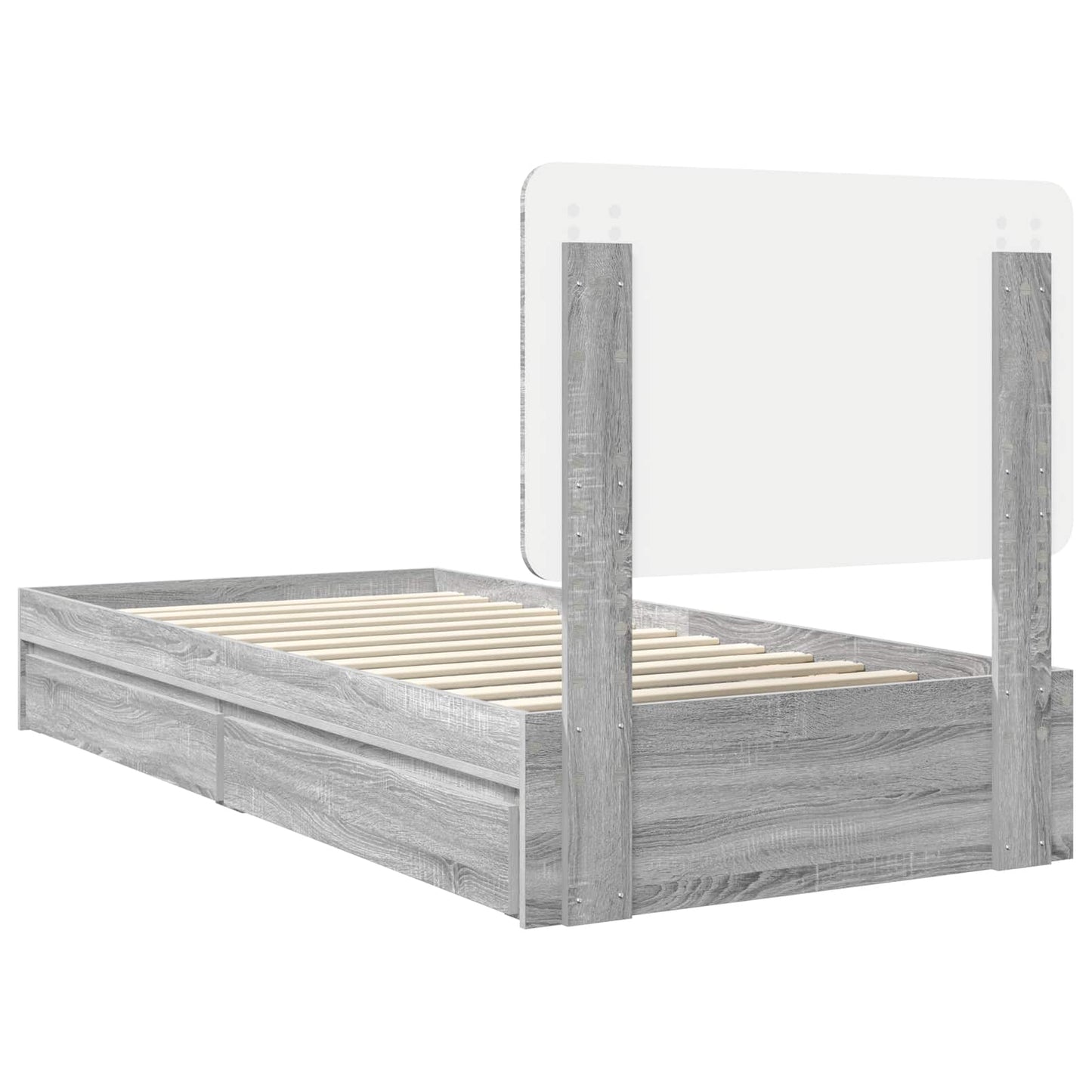 Storage Bed with Drawer Grey Sonoma 75 x 190 cm Engineered Wood