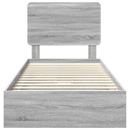 Storage Bed with Drawer Grey Sonoma 75 x 190 cm Engineered Wood