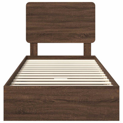 Storage Bed with Drawer Brown Oak 75 x 190 cm Engineered Wood