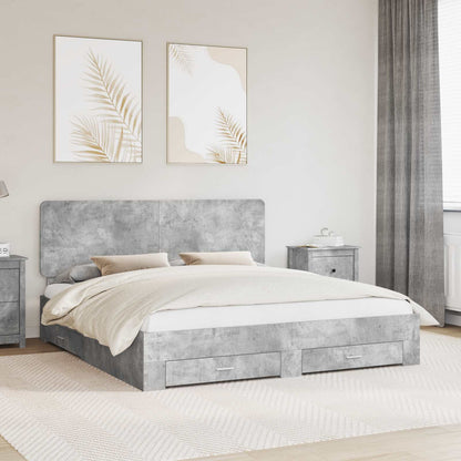 Bed Frame Concrete Grey 200 x 200 cm Engineered Wood