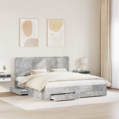 Bed Frame Concrete Grey 200 x 200 cm Engineered Wood