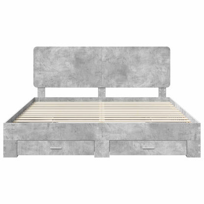 Bed Frame Concrete Grey 200 x 200 cm Engineered Wood