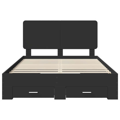 Bed Frame with Headboard Black 160 x 200 cm Engineered Wood