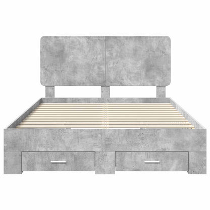 Bed Frame Concrete Grey 160 x 200 cm Engineered Wood