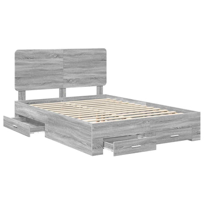Bed Frame with Drawer Grey Sonoma 160 x 200 cm Engineered Wood