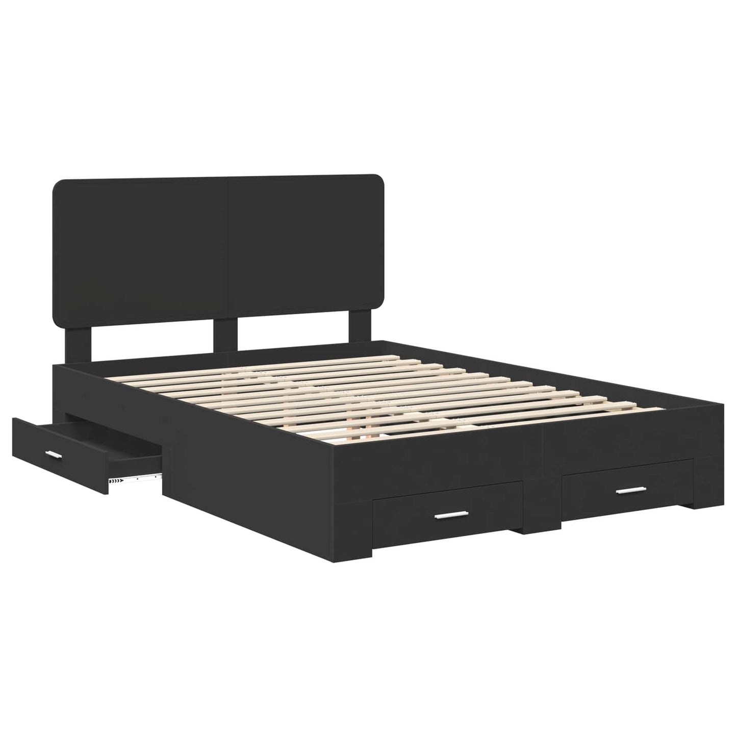 Bed Frame with Headboard Black 150 x 200 cm Engineered Wood