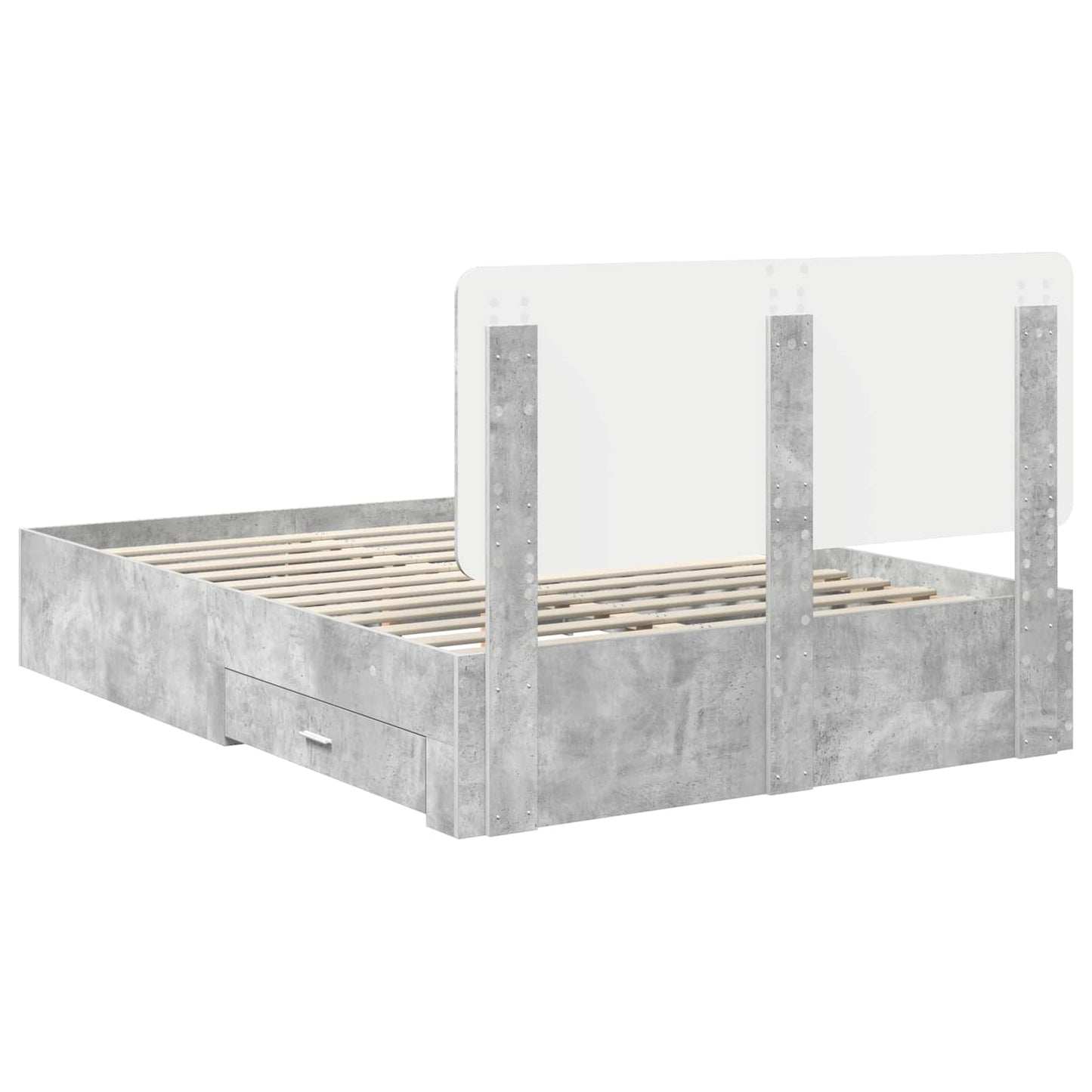 Bed Frame Concrete Grey 150 x 200 cm Engineered Wood