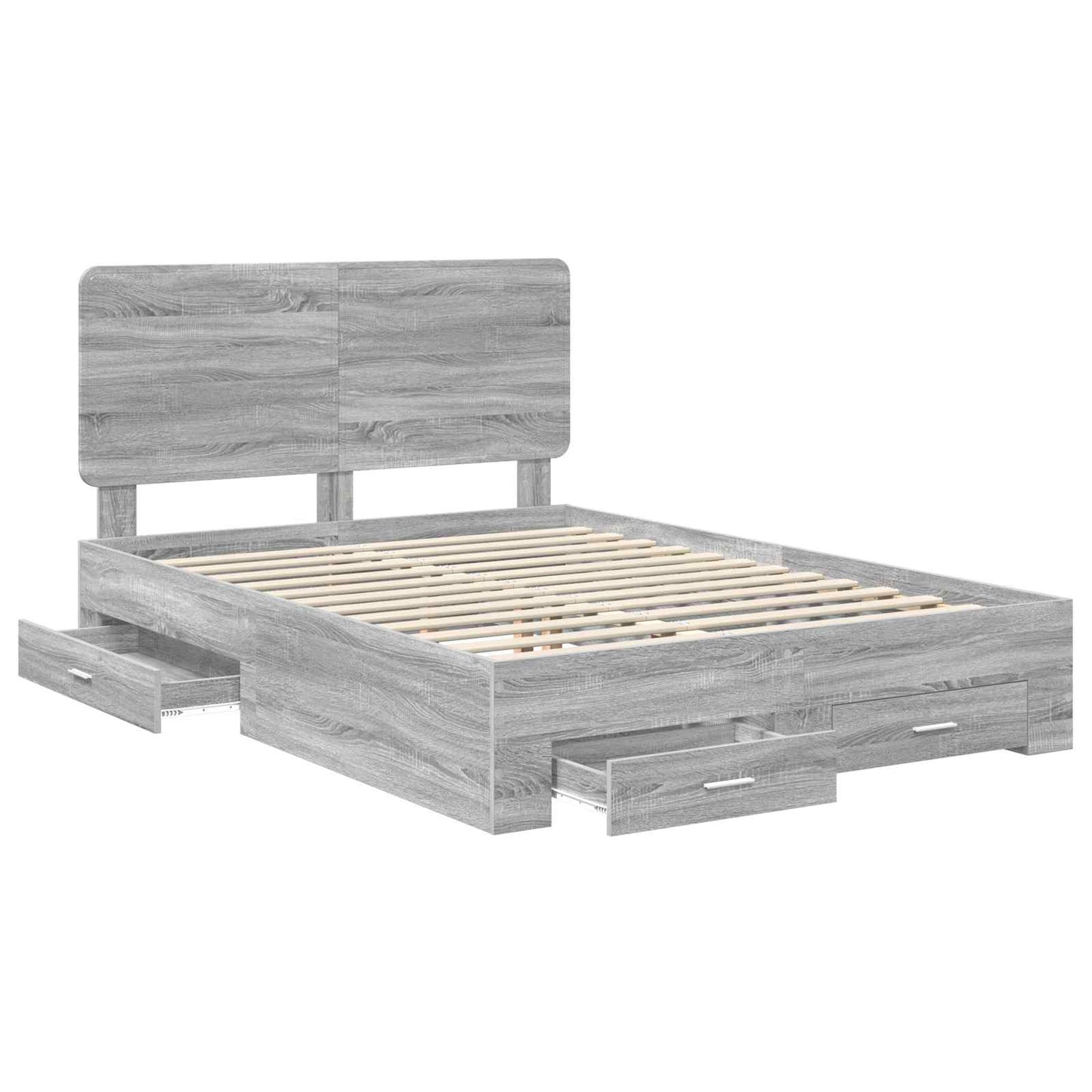 Bed Frame with Drawer Grey Sonoma 150 x 200 cm Engineered Wood