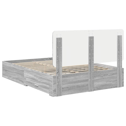 Bed Frame with Drawer Grey Sonoma 140 x 200 cm Engineered Wood