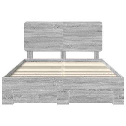 Bed Frame with Drawer Grey Sonoma 140 x 200 cm Engineered Wood