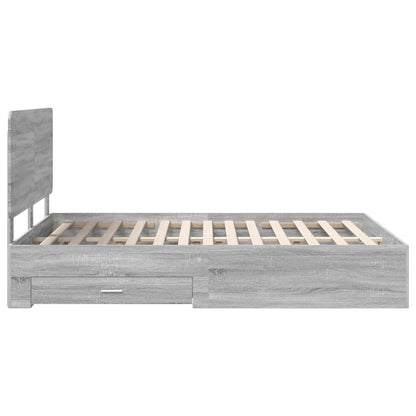 Bed Frame with Drawer Grey Sonoma 140 x 200 cm Engineered Wood