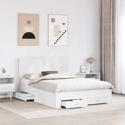 Bed Frame with Headboard White 140 x 190 cm Engineered Wood