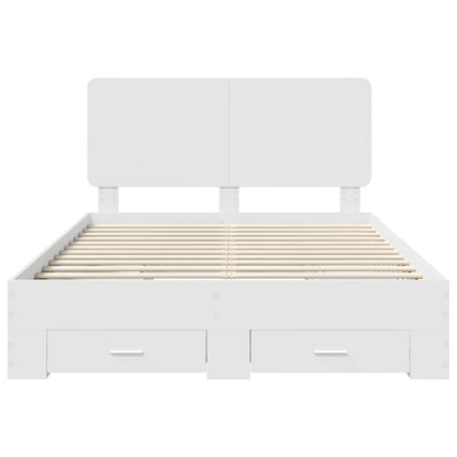 Bed Frame with Headboard White 140 x 190 cm Engineered Wood