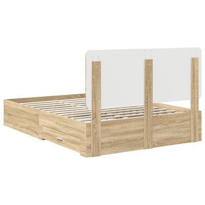 Bed Frame with Drawer Sonoma Oak 140 x 190 cm Engineered Wood