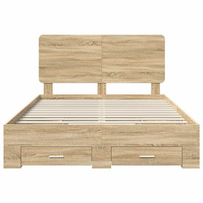 Bed Frame with Drawer Sonoma Oak 140 x 190 cm Engineered Wood