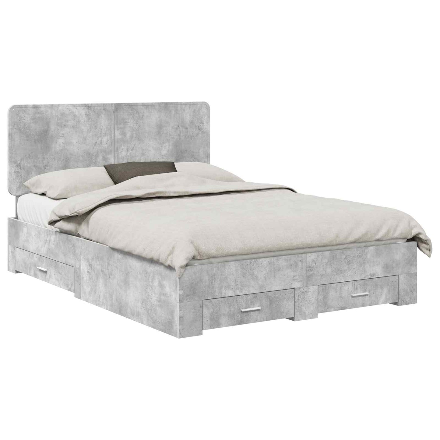 Bed Frame Concrete Grey 140 x 190 cm Engineered Wood