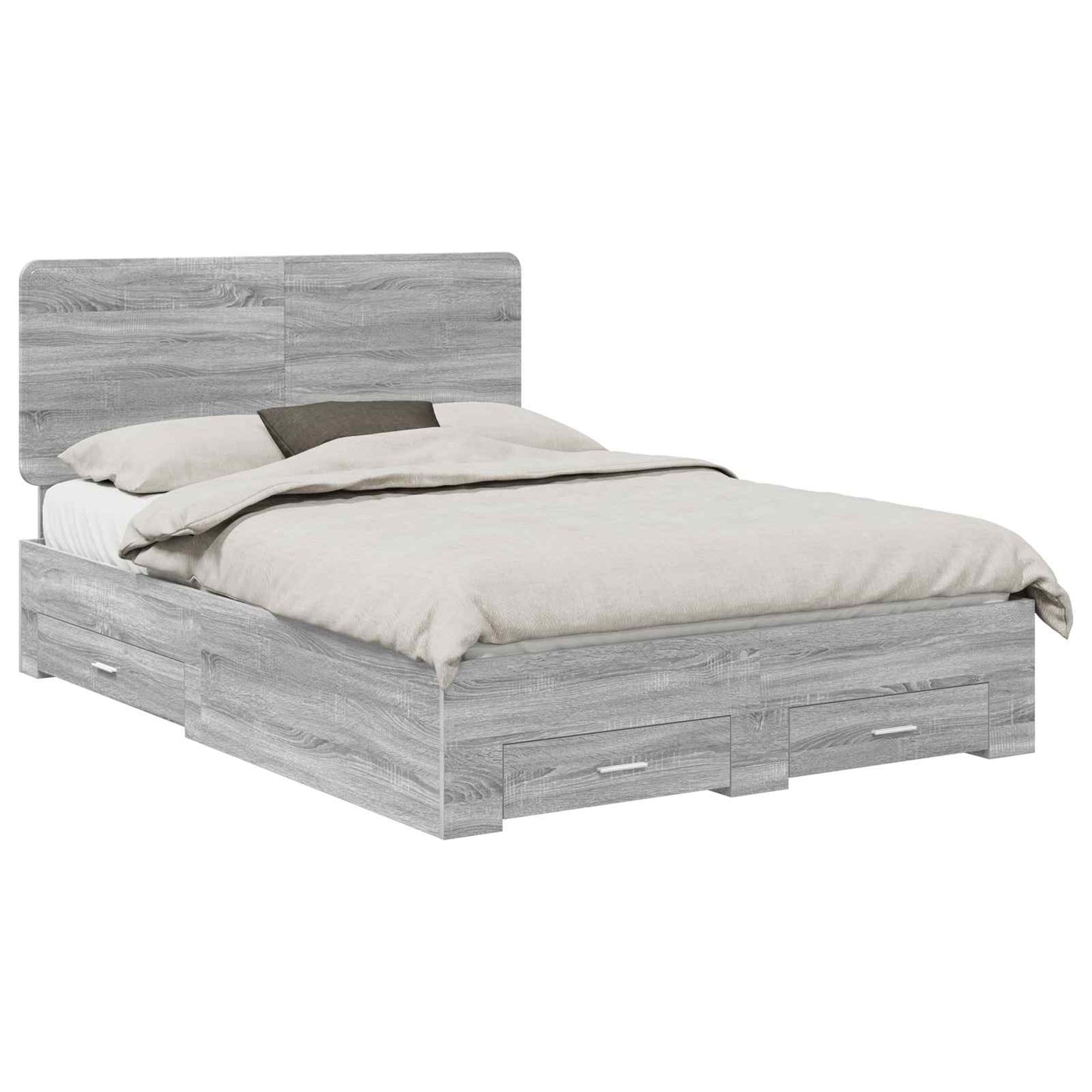 Bed Frame with Drawer Grey Sonoma 140 x 190 cm Engineered Wood