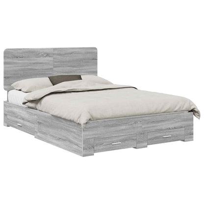 Bed Frame with Drawer Grey Sonoma 140 x 190 cm Engineered Wood