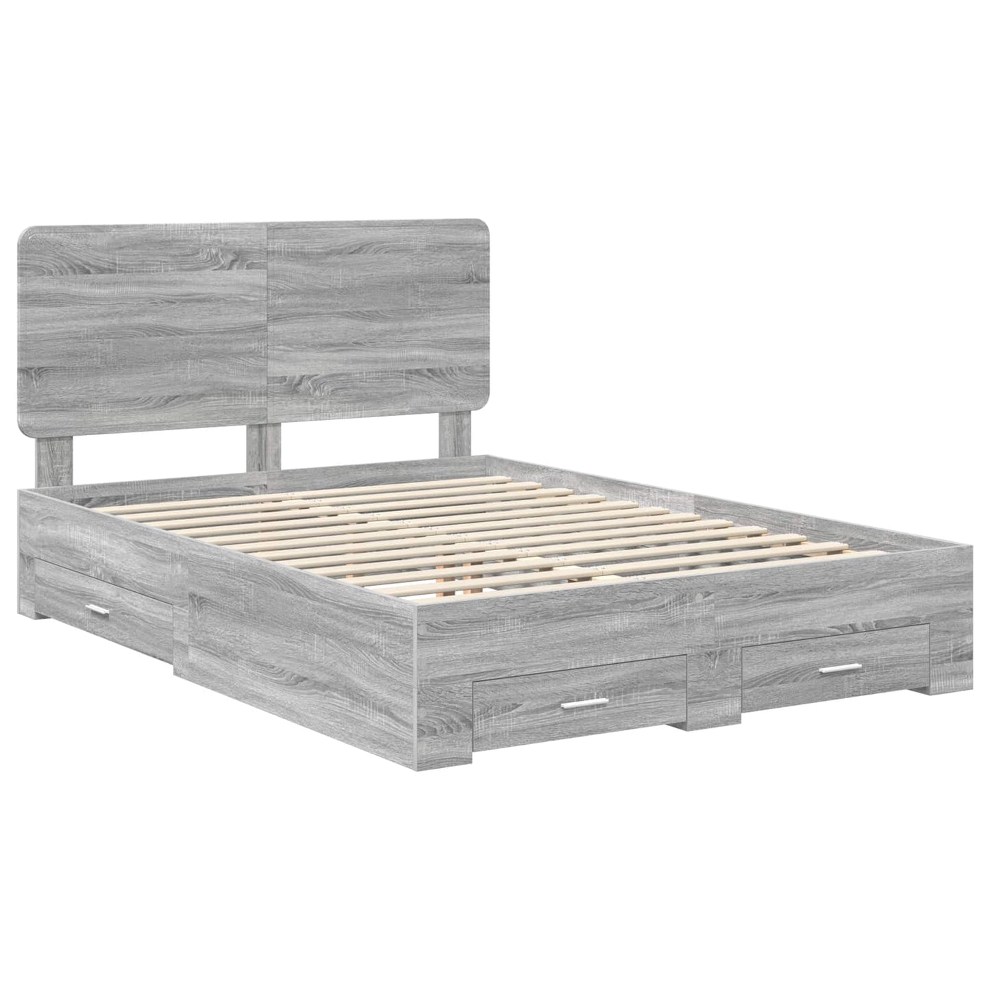 Bed Frame with Drawer Grey Sonoma 140 x 190 cm Engineered Wood