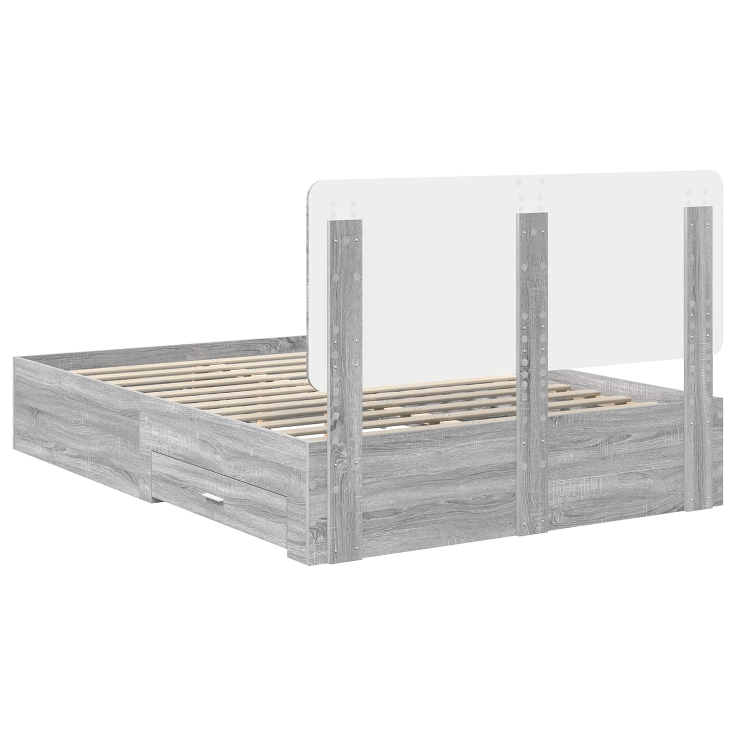 Bed Frame with Drawer Grey Sonoma 140 x 190 cm Engineered Wood