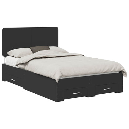 Bed Frame with Headboard Black 135 x 190 cm Engineered Wood