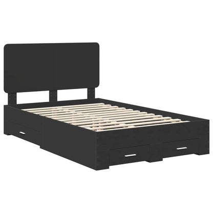 Bed Frame with Headboard Black 135 x 190 cm Engineered Wood