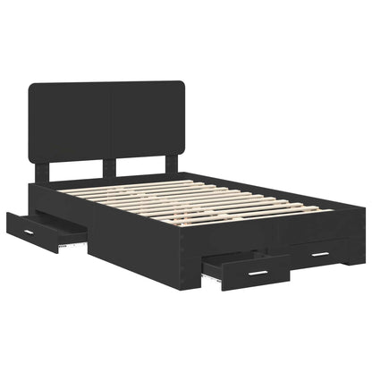 Bed Frame with Headboard Black 135 x 190 cm Engineered Wood