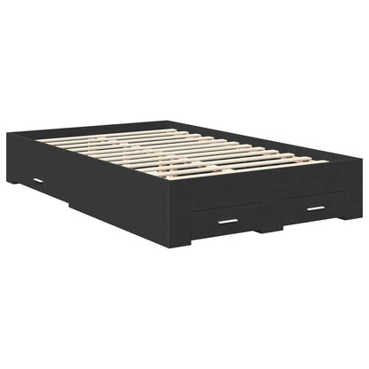 Bed Frame with Headboard Black 135 x 190 cm Engineered Wood