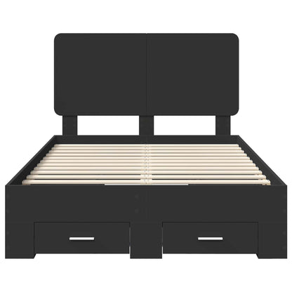 Bed Frame with Headboard Black 135 x 190 cm Engineered Wood