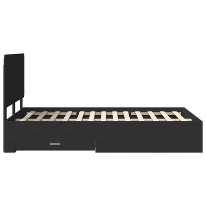 Bed Frame with Headboard Black 135 x 190 cm Engineered Wood